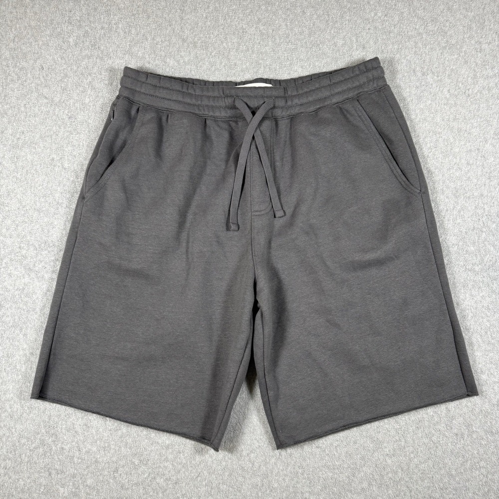 Hollister Men's Sweat Shorts XL Gray Drawstring Raw Hem Zip Pocket Knit Casual